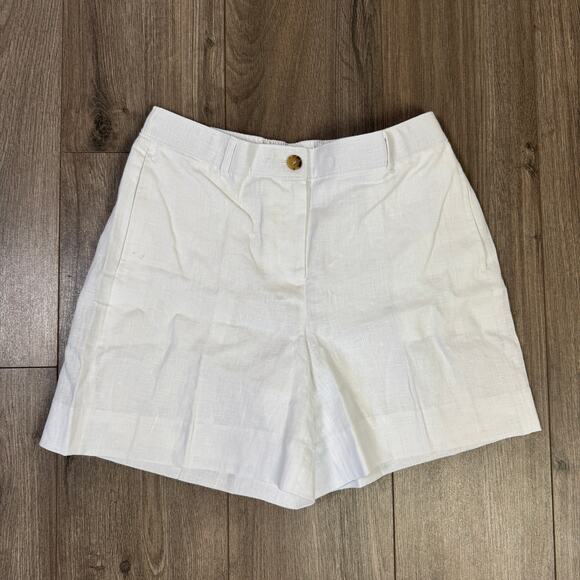 J.Crew 6" Harbor Saffron Linen Trouser Short Womens S White Elastic -Back Waist - Picture 3 of 8